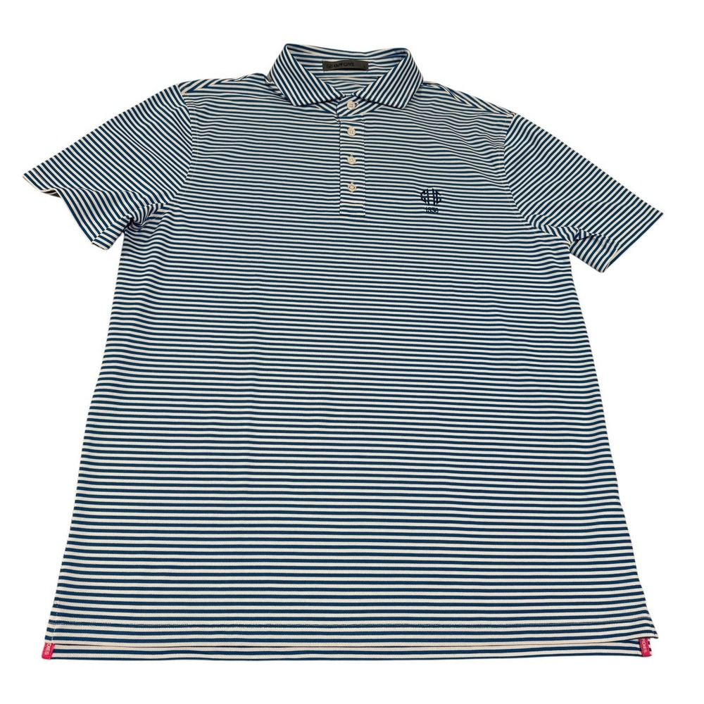 G/FORE All Play Stripe Golf Polo Men's L CHC 1930 Logo NWT